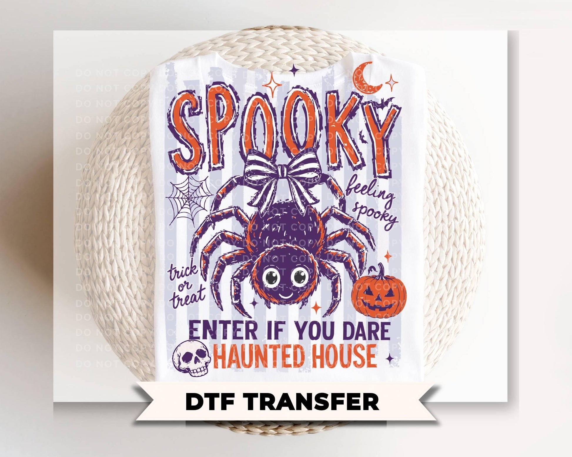 Spooky Halloween DTF Transfer, Ready to Press, Trendy Striped Tshirt Design