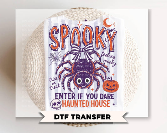 Spooky Halloween DTF Transfer, Ready to Press, Trendy Striped Tshirt Design