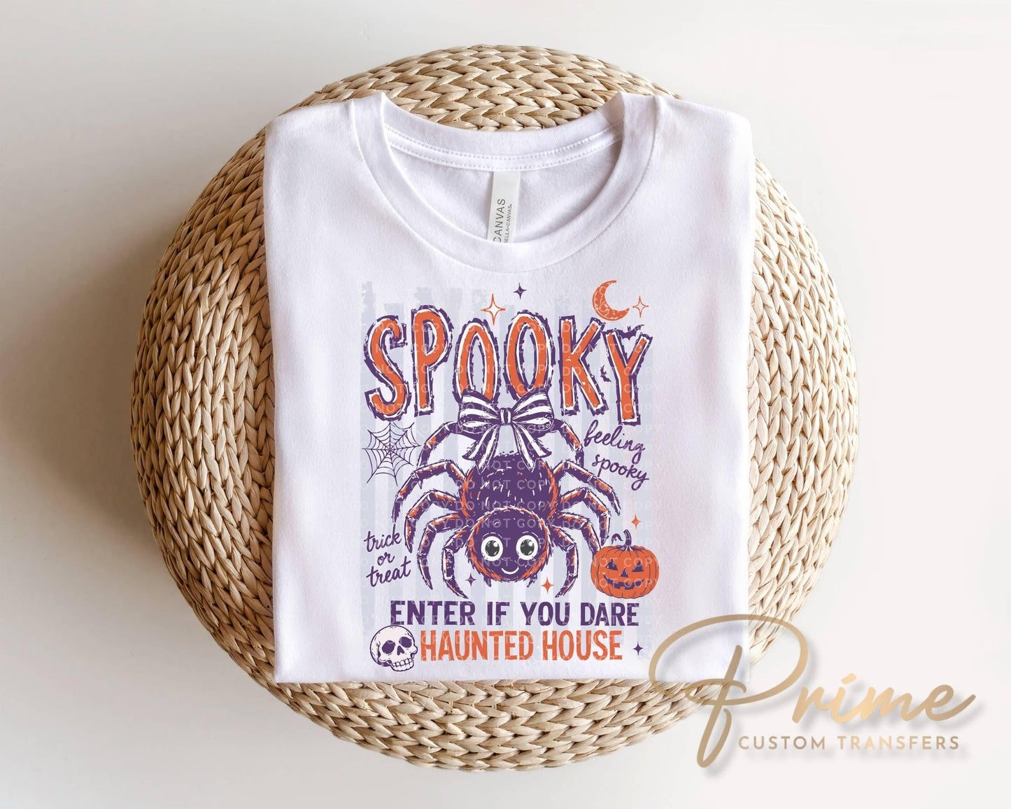 Spooky Halloween DTF Transfer, Ready to Press, Trendy Striped Tshirt Design