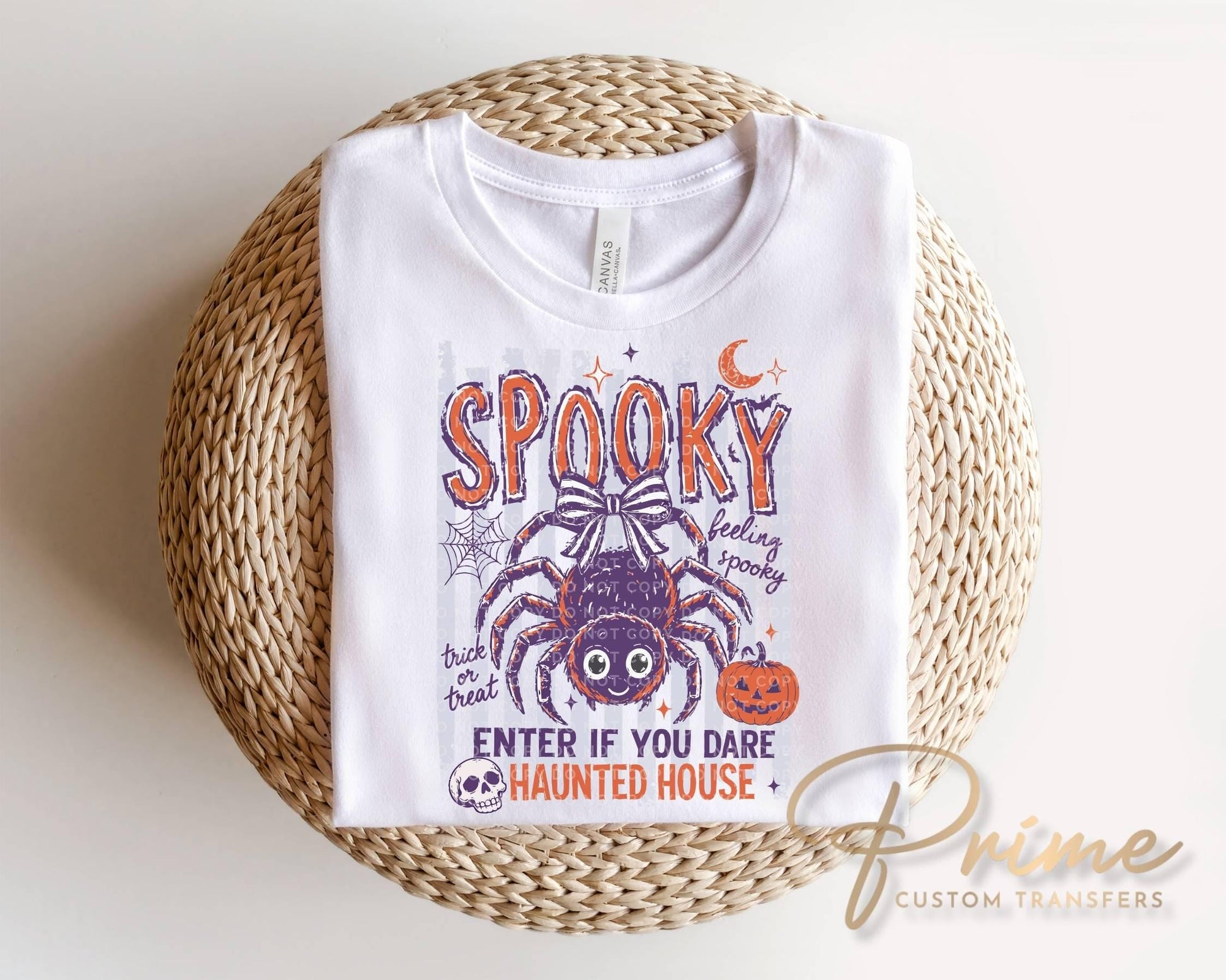 Spooky Halloween DTF Transfer, Ready to Press, Trendy Striped Tshirt Design