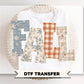 Patchwork Flannel Fall DTF Transfer, Ready to Press, Halloween Tshirt Design