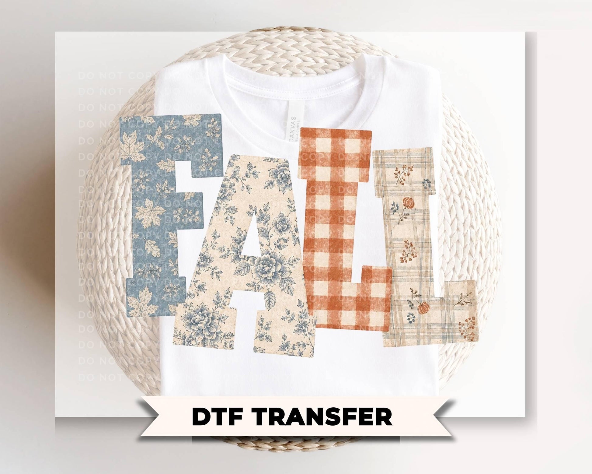 Patchwork Flannel Fall DTF Transfer, Ready to Press, Halloween Tshirt Design