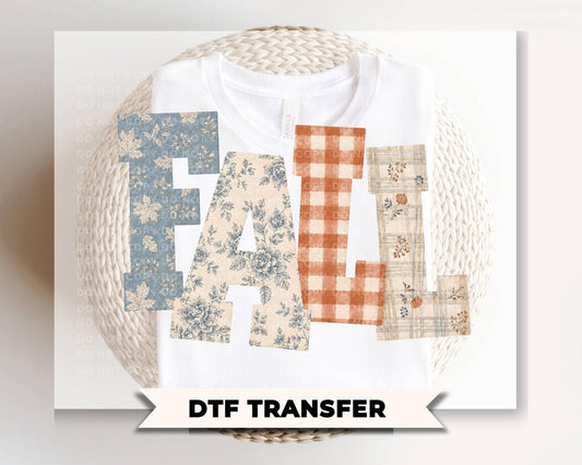 Patchwork Flannel Fall DTF Transfer, Ready to Press, Halloween Tshirt Design