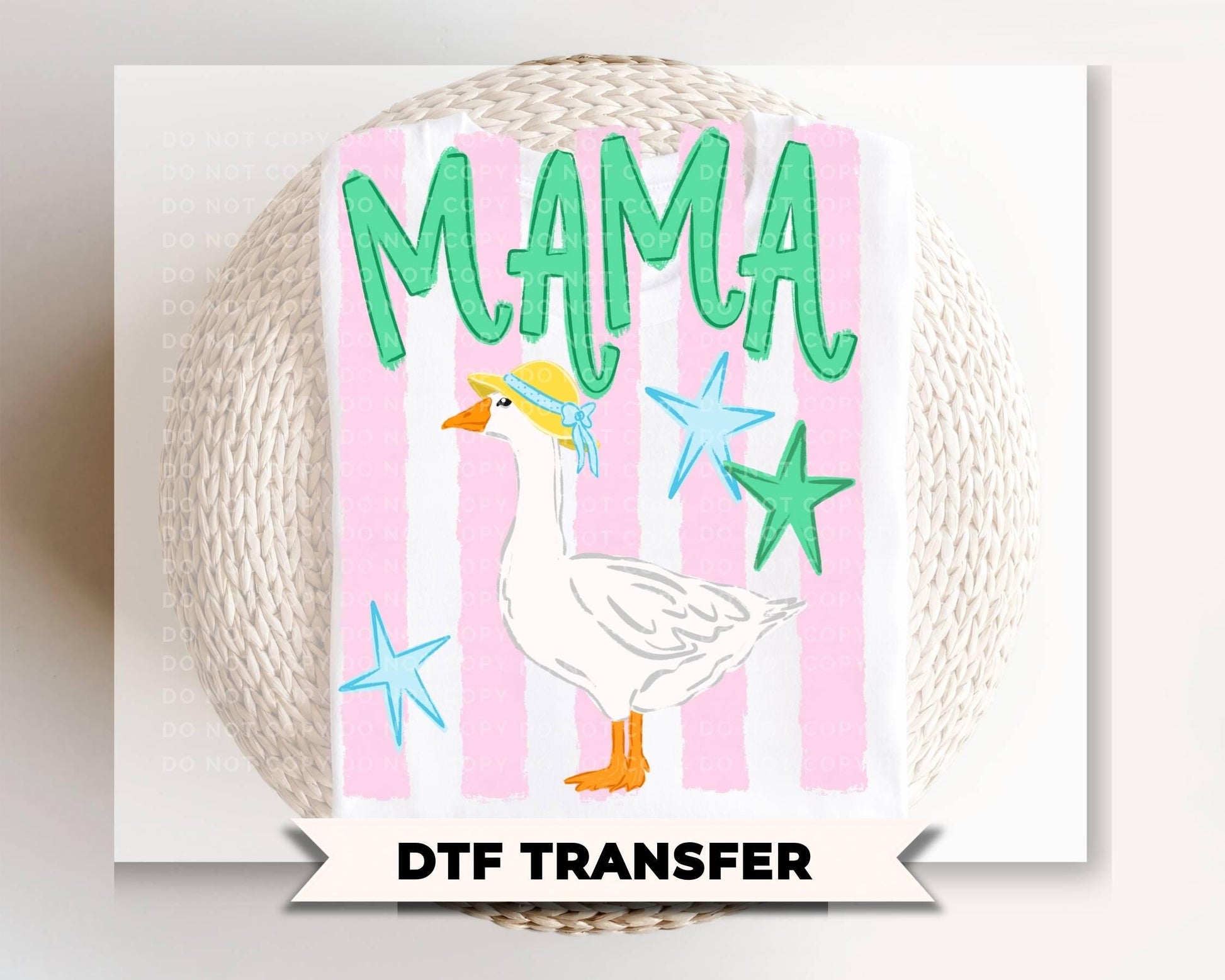 Mama Goose DTF Transfer, Ready to Press, Trendy Striped Tshirt Design
