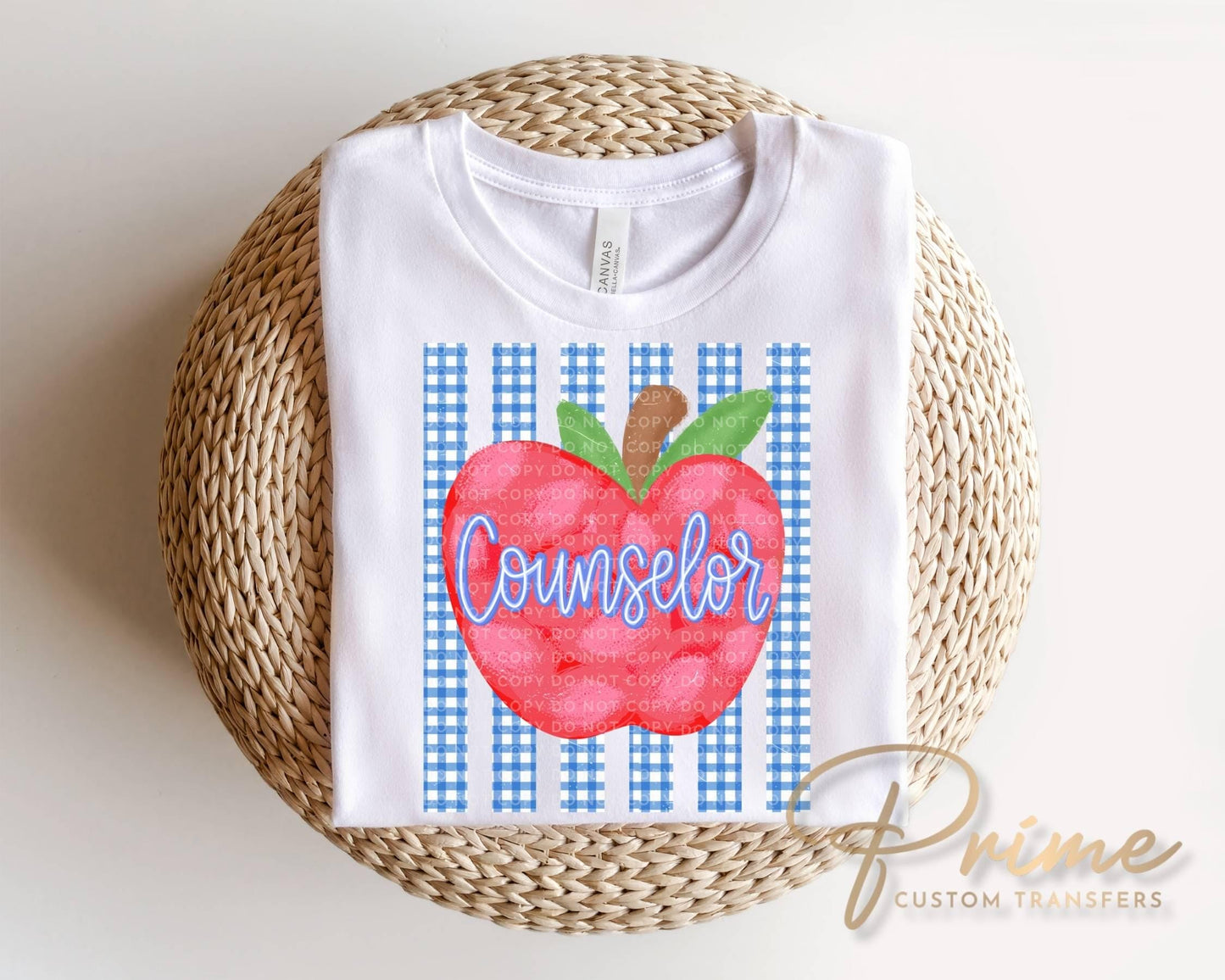 Striped School Counselor Apple DTF Transfer, Ready to Press, Back to School, First Day of School Tshirt Design, Teacher Appreciation