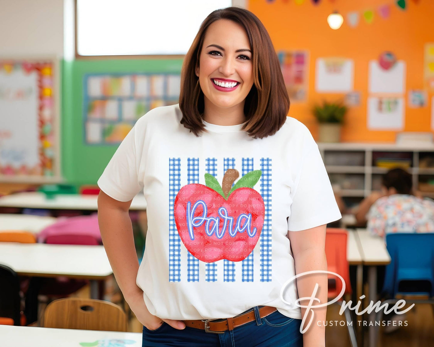 Striped Para Apple DTF Transfer, Ready to Press, Back to School, First Day of School Tshirt Design, Teacher Appreciation