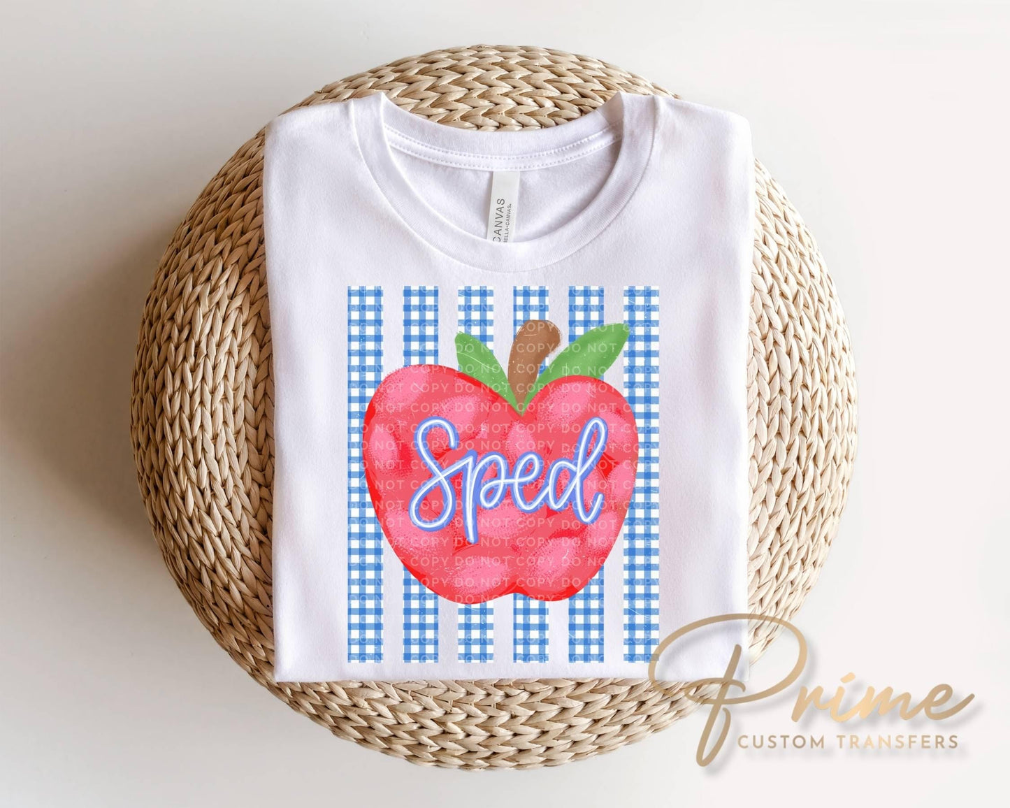 Striped Sped Teacher Apple DTF Transfer, Ready to Press, Back to School, First Day of School Tshirt Design, Teacher Appreciation