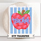 Striped School Teacher Apple DTF Transfer, Ready to Press, Back to School, First Day of School Tshirt Design, Teacher Appreciation