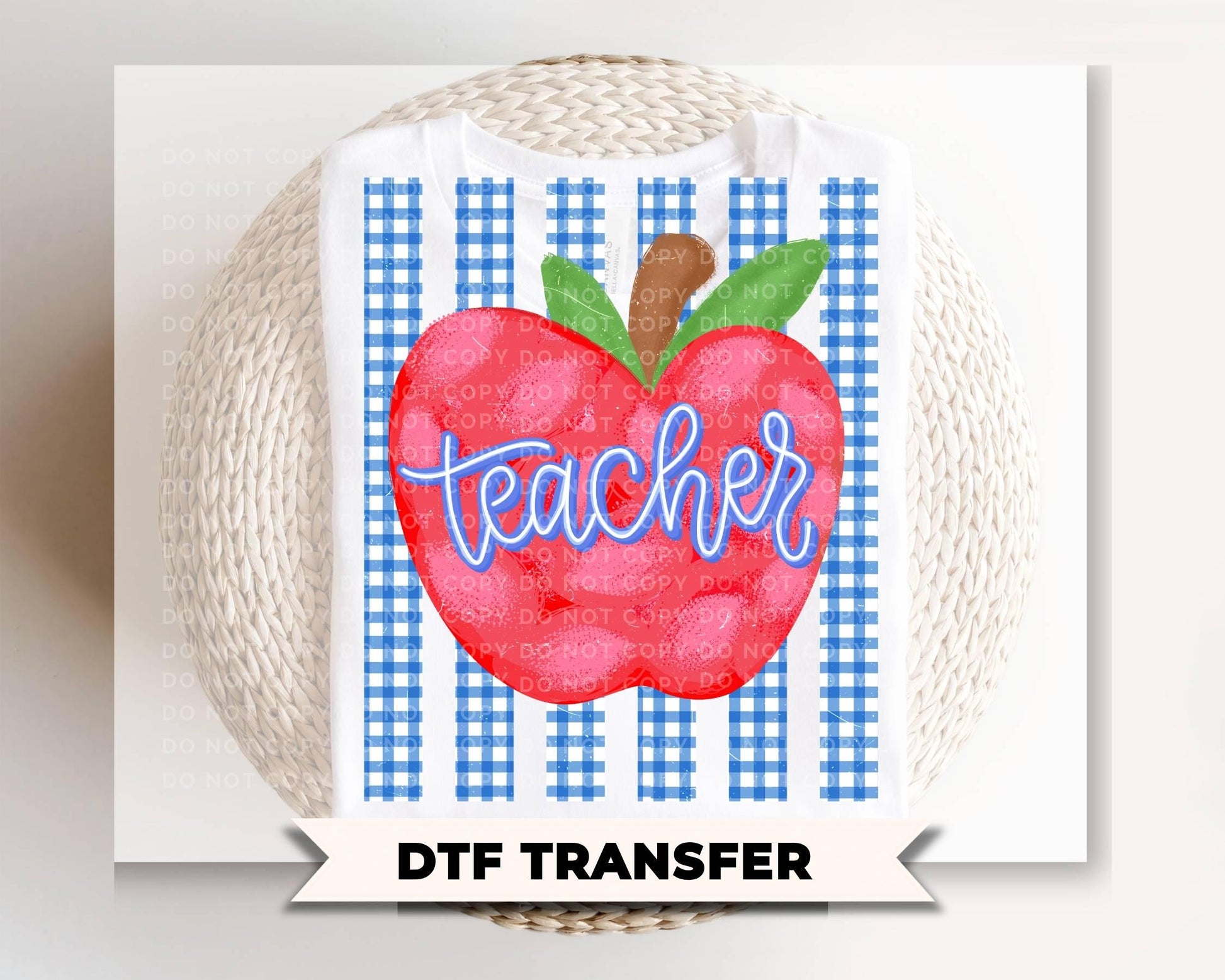 Striped School Teacher Apple DTF Transfer, Ready to Press, Back to School, First Day of School Tshirt Design, Teacher Appreciation