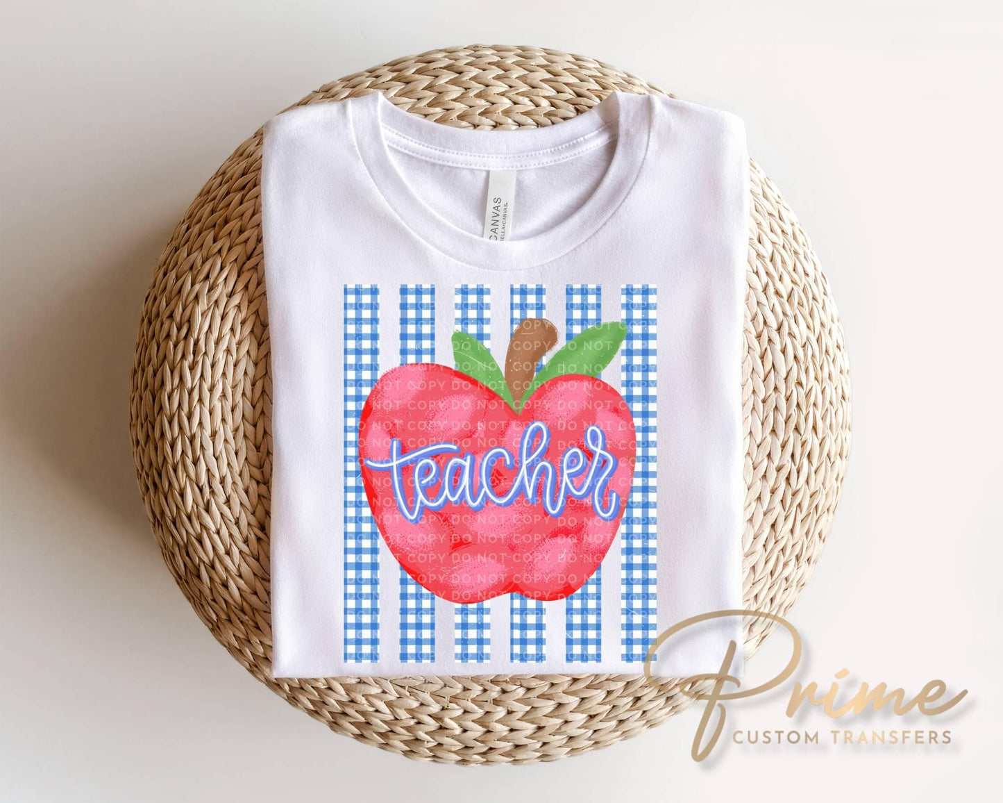 Striped School Teacher Apple DTF Transfer, Ready to Press, Back to School, First Day of School Tshirt Design, Teacher Appreciation