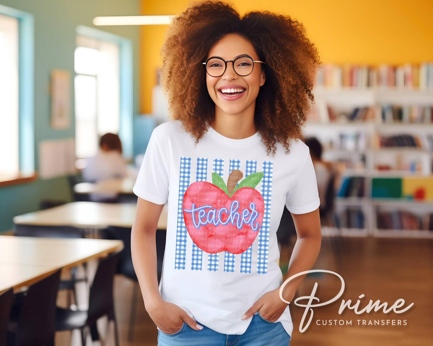 Striped School Teacher Apple DTF Transfer, Ready to Press, Back to School, First Day of School Tshirt Design, Teacher Appreciation