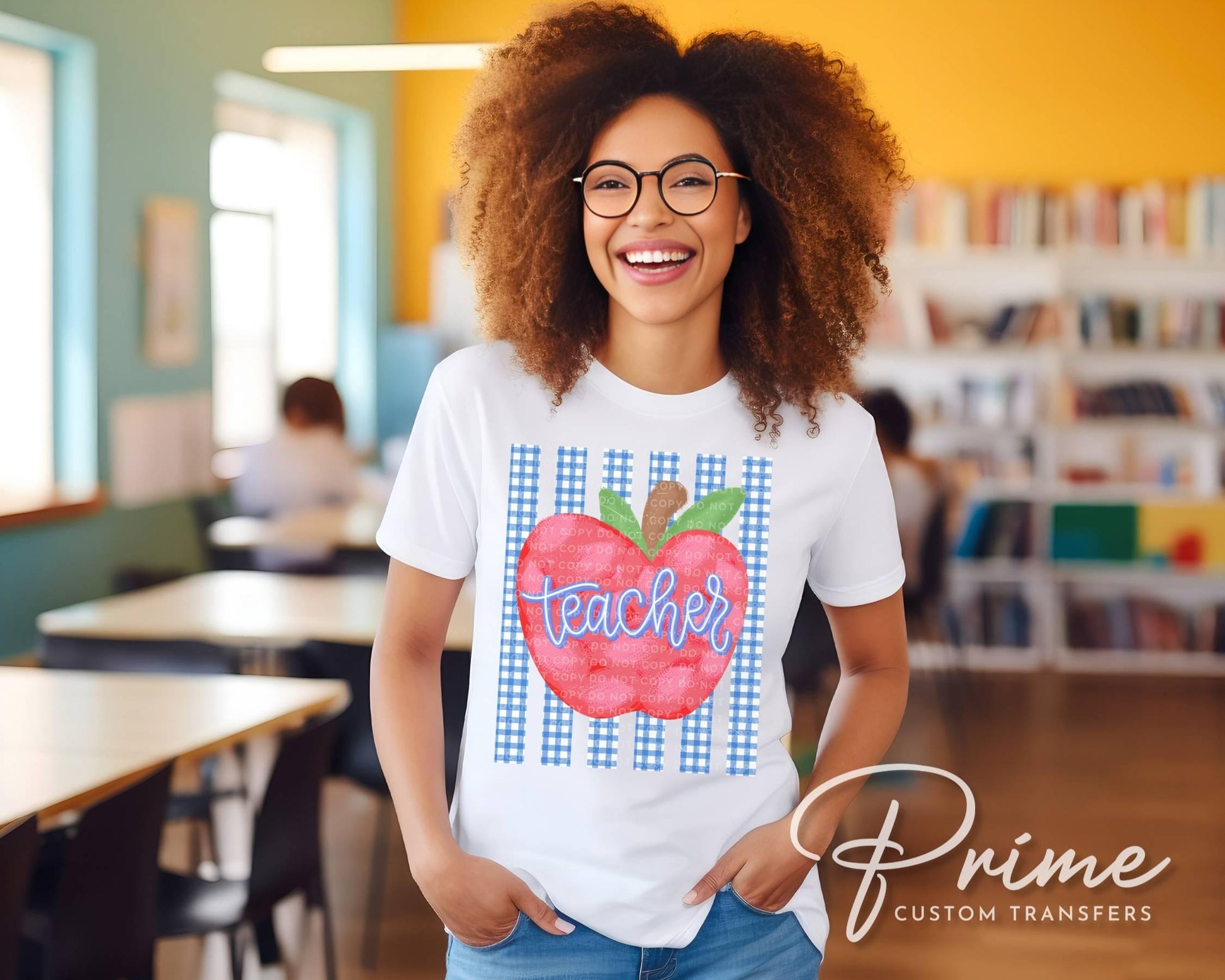 Striped School Teacher Apple DTF Transfer, Ready to Press, Back to School, First Day of School Tshirt Design, Teacher Appreciation