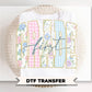 Back to School First Grade DTF Transfer, Ready to Press, Striped Floral Coquette, First Day of School Tshirt Design