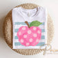 Striped Teacher Apple DTF Transfer, Ready to Press, Back to School, First Day of School Tshirt Design, Teacher Appreciation