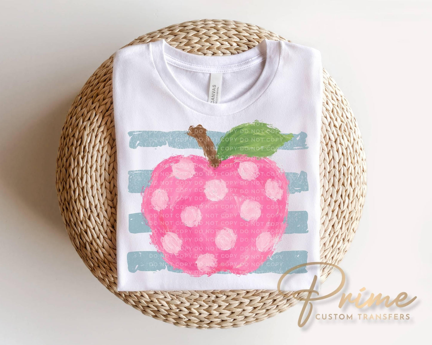 Striped Teacher Apple DTF Transfer, Ready to Press, Back to School, First Day of School Tshirt Design, Teacher Appreciation