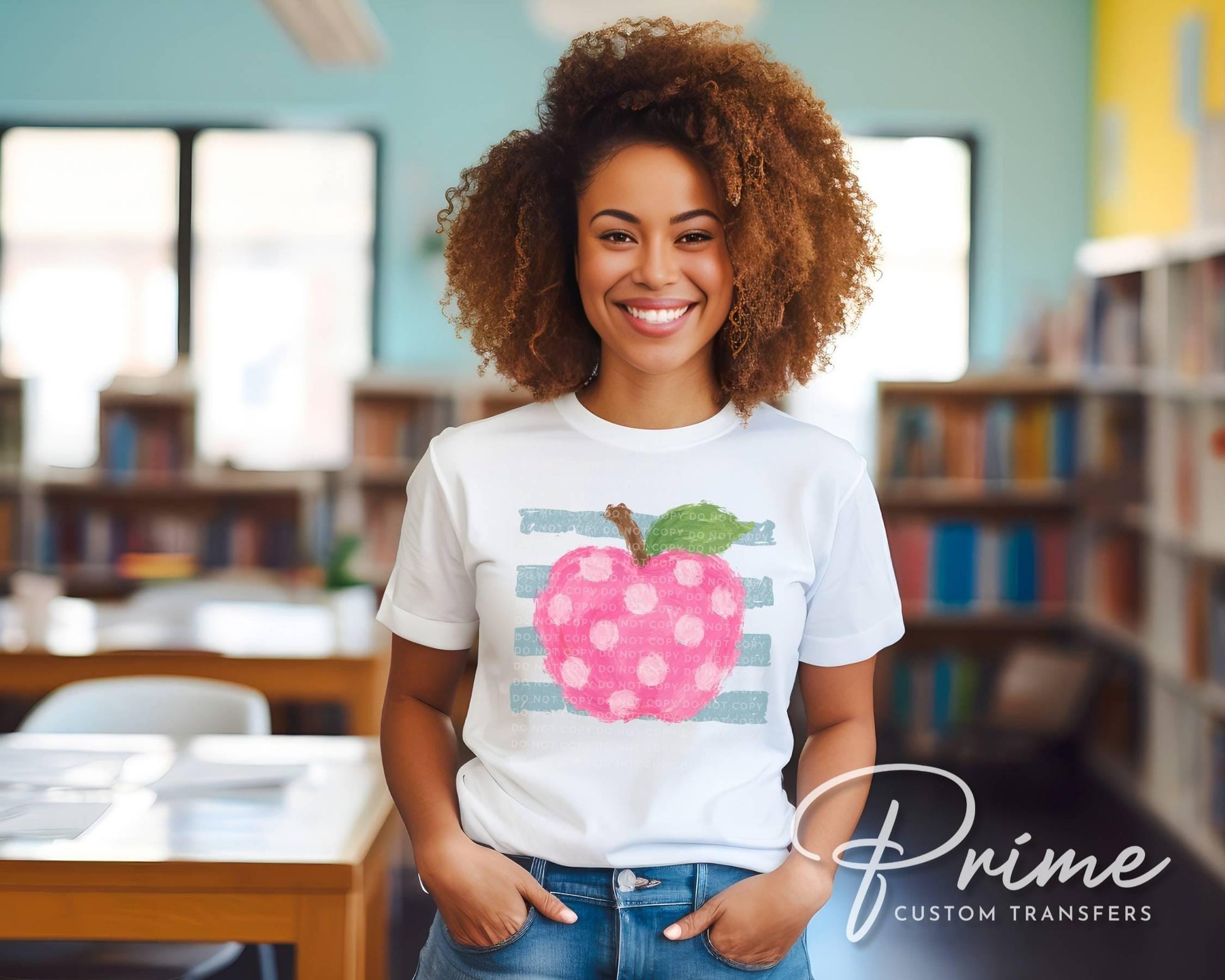 Striped Teacher Apple DTF Transfer, Ready to Press, Back to School, First Day of School Tshirt Design, Teacher Appreciation