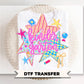 Back to School Kindergarten DTF Transfer, Ready to Press, Preppy Stars First Day of School Tshirt Design
