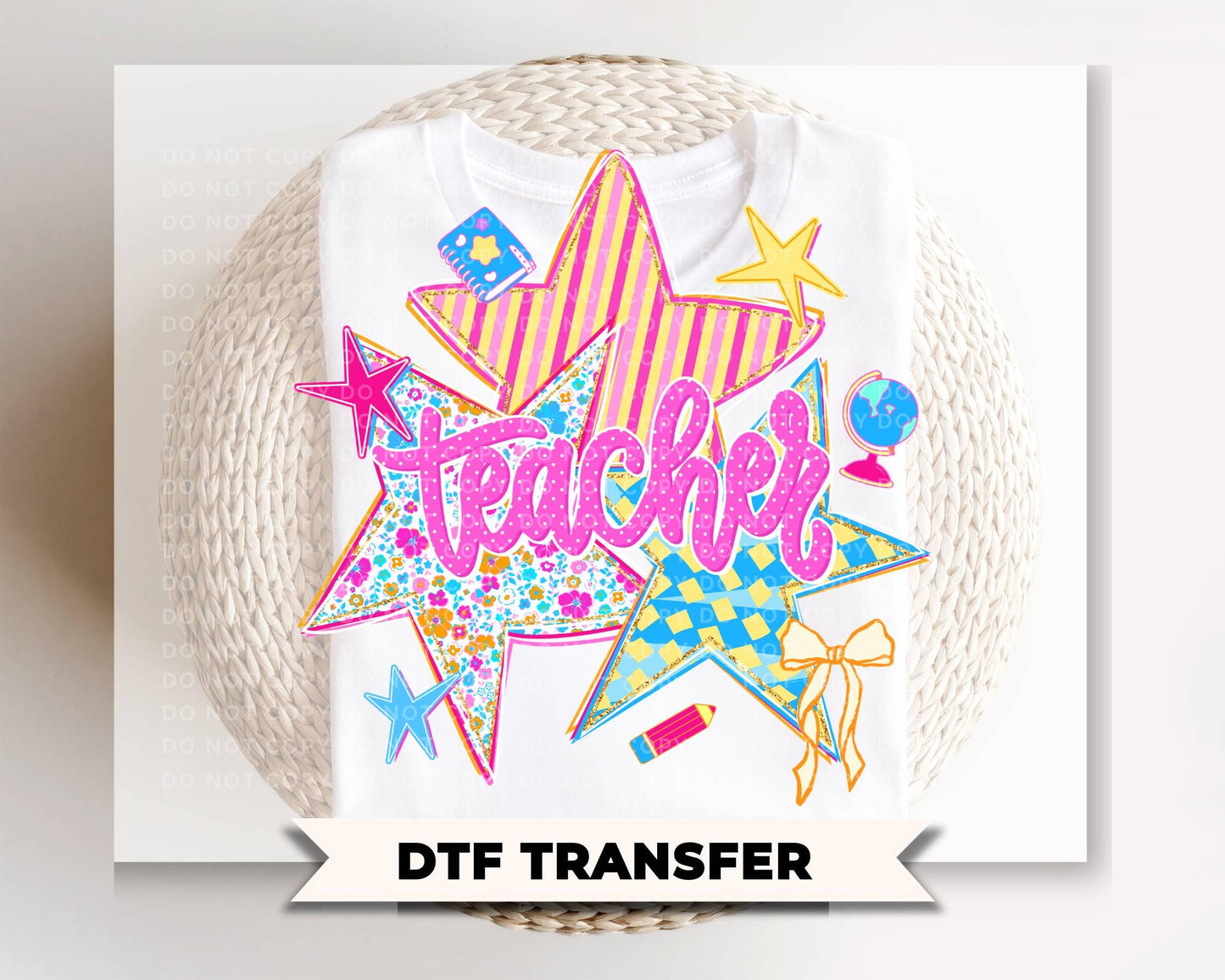 Back to School Preppy Teacher DTF Transfer, Ready to Press, First Day of School Tshirt Design