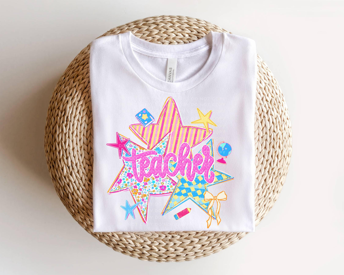 Back to School Teacher DTF Transfer, Ready to Press, Preppy Stars First Day of School Tshirt Design, Para, Counselor, Sped