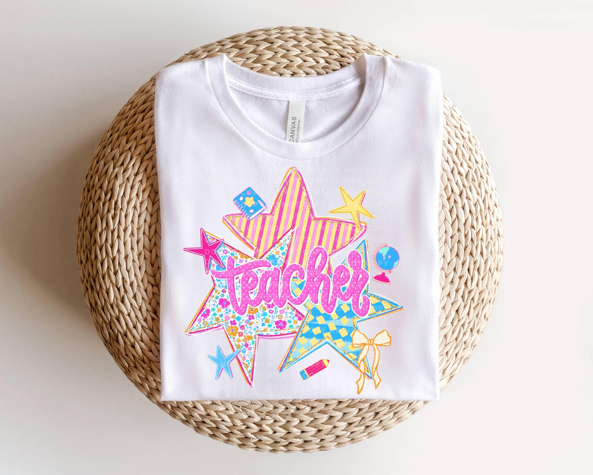 Back to School Teacher DTF Transfer, Ready to Press, Preppy Stars First Day of School Tshirt Design, Para, Counselor, Sped