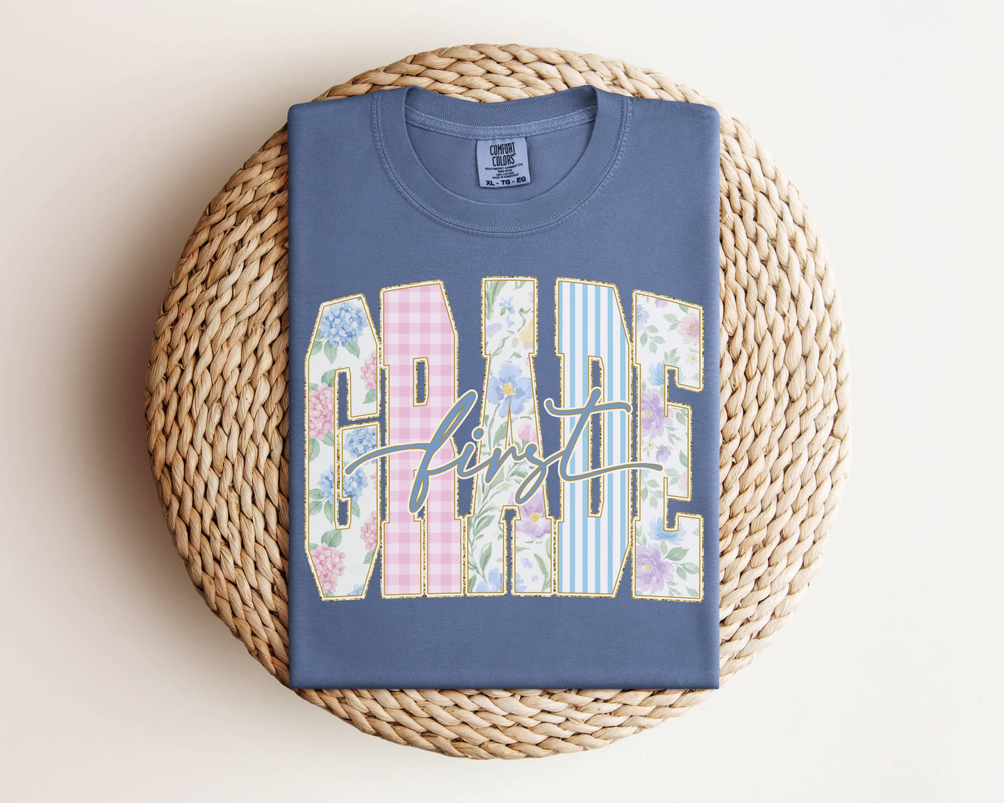 Back to School Grades DTF Transfer, Ready to Press, Coquette Preppy Floral First Day of School Tshirt Design, Pre-K Kindergarten - Fifth