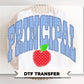 Back to School Principal DTF Transfer, Ready to Press, Blue Gingham First Day of School Tshirt Design
