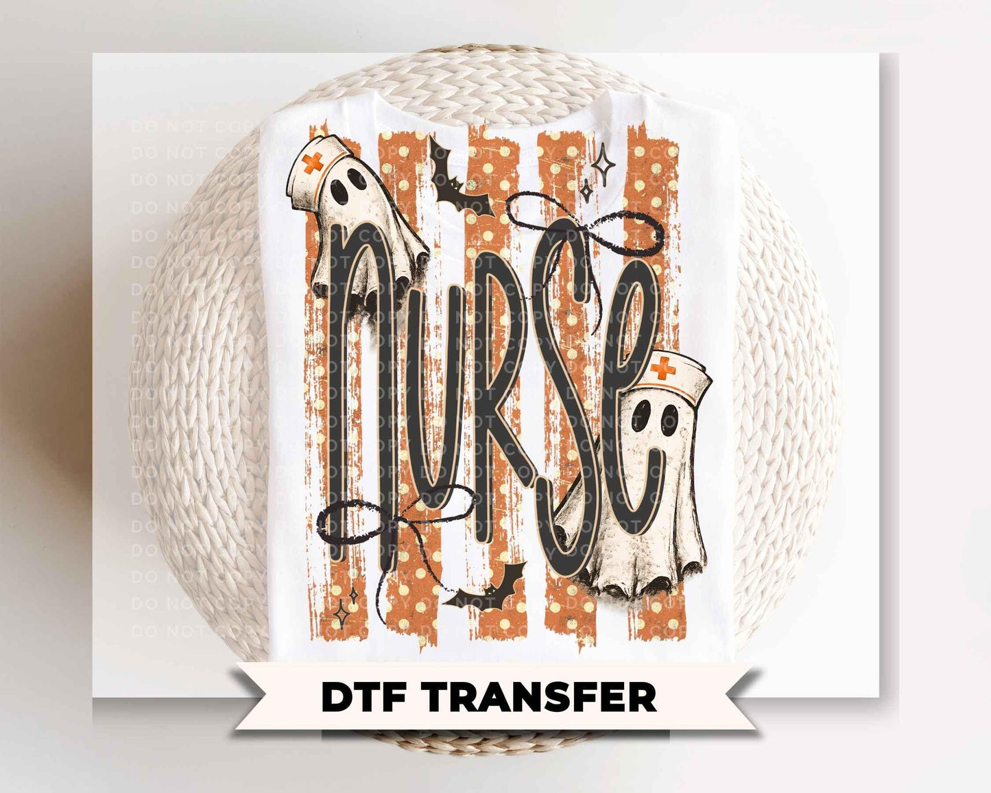 Nurse Halloween DTF Transfer, Ready to Press, Striped Nurse Tshirt Design