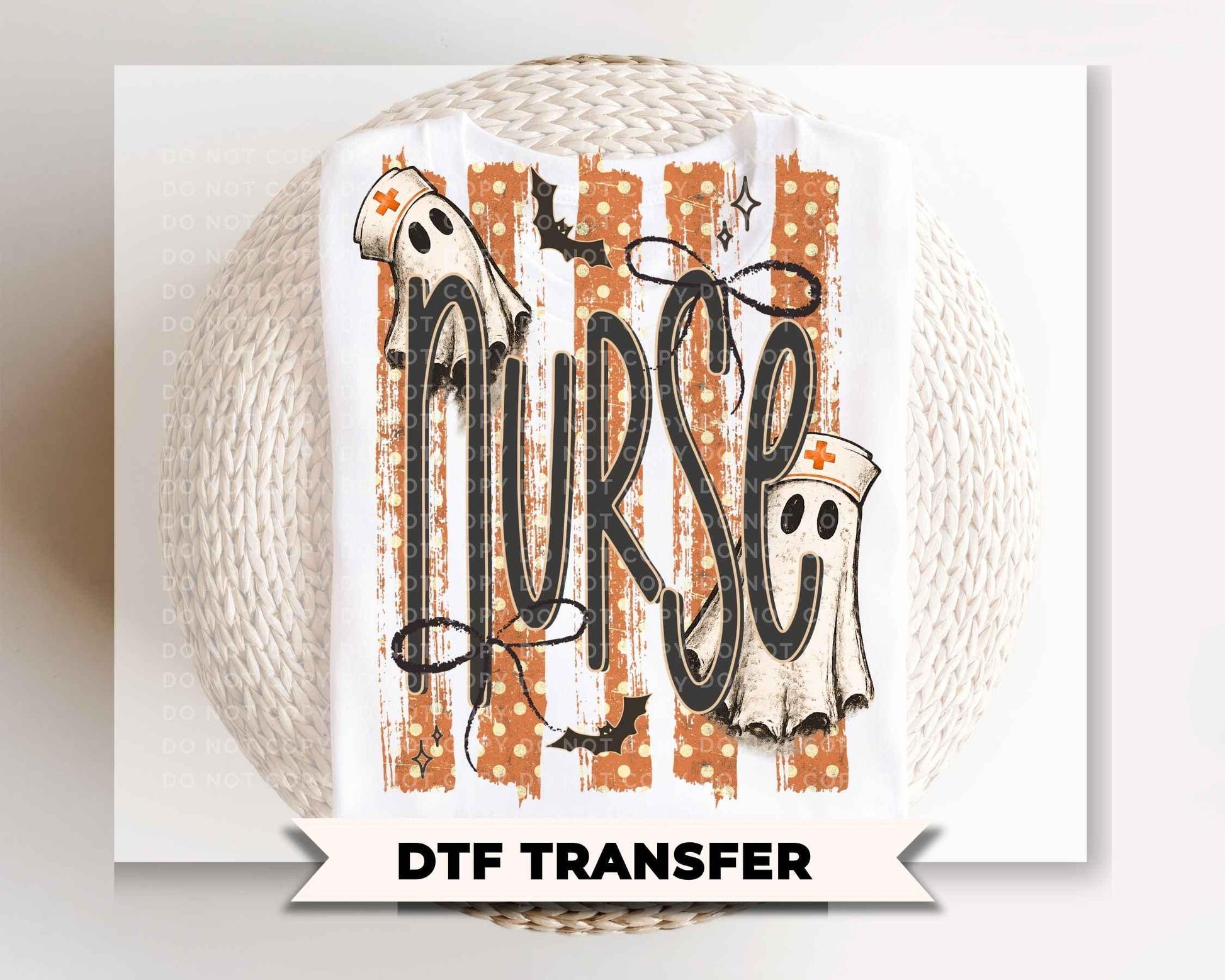 Nurse Halloween DTF Transfer, Ready to Press, Striped Nurse Tshirt Design