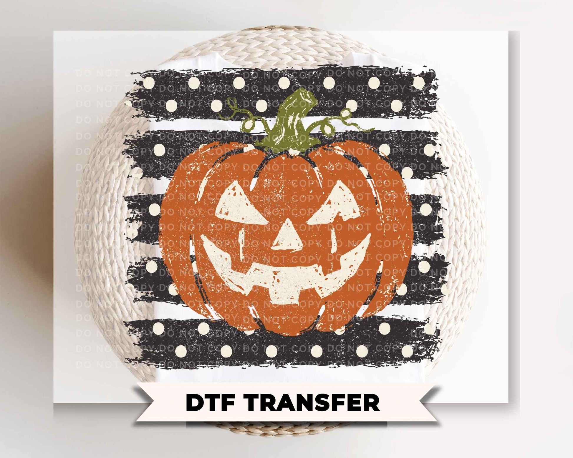 Pumpkin Polka Dot Stripes DTF Transfer, Ready to Press, Trendy Halloween Tshirt Design