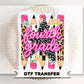 Preppy Fourth Grade Back To School Pencil DTF Transfer, Leopard Checkered First Day of School Tshirt Design