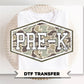 Camo Back To School Pre k DTF Transfer, First Day Of School Tshirt Design