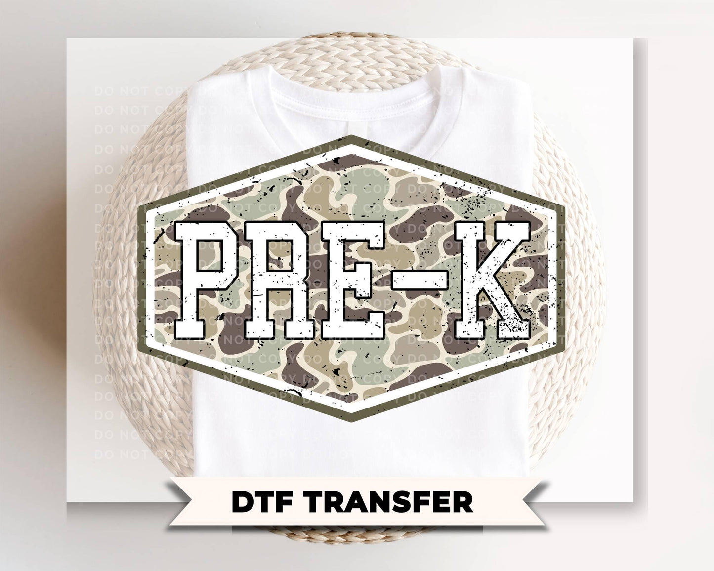Camo Back To School Pre k DTF Transfer, First Day Of School Tshirt Design