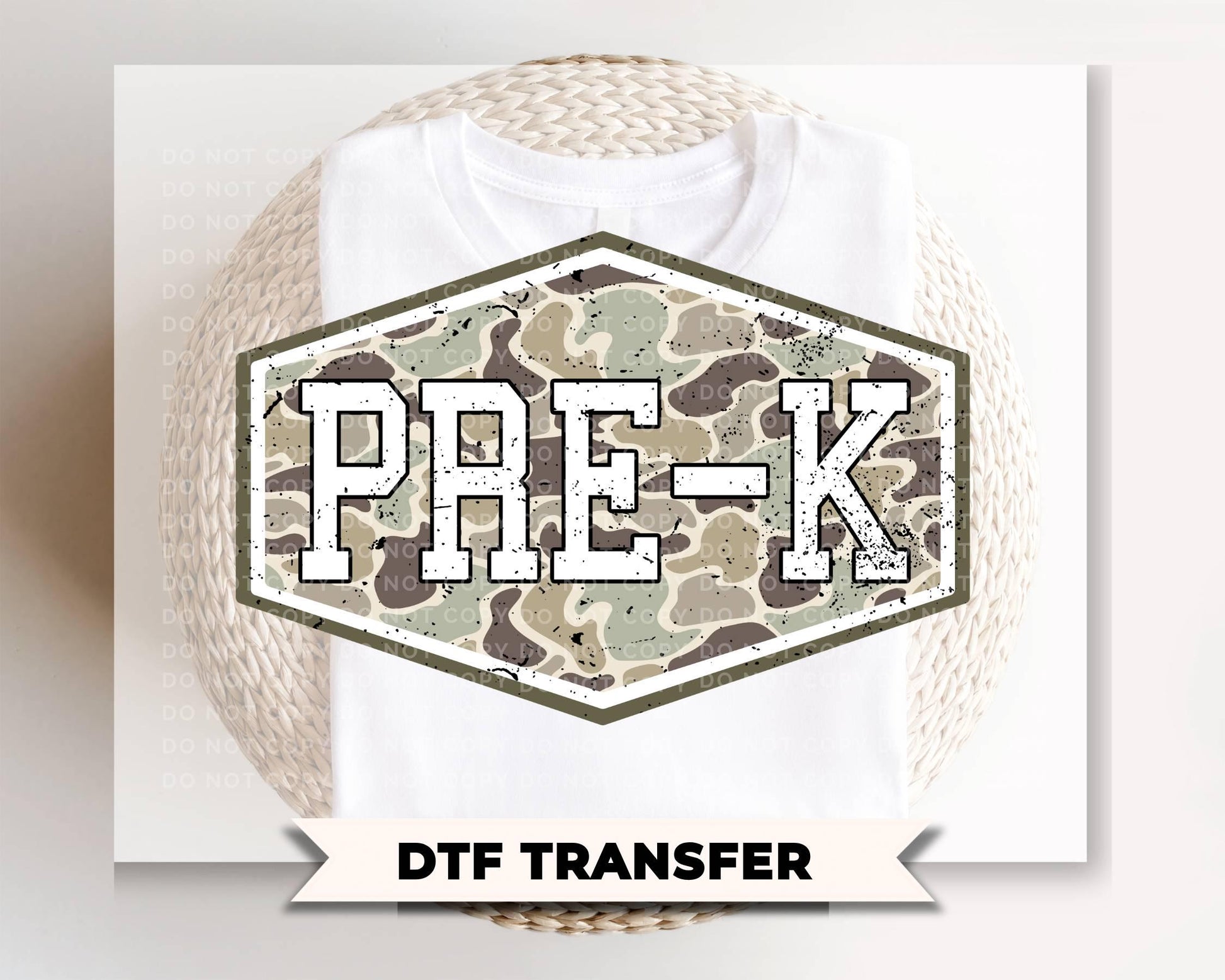 Camo Back To School Pre k DTF Transfer, First Day Of School Tshirt Design