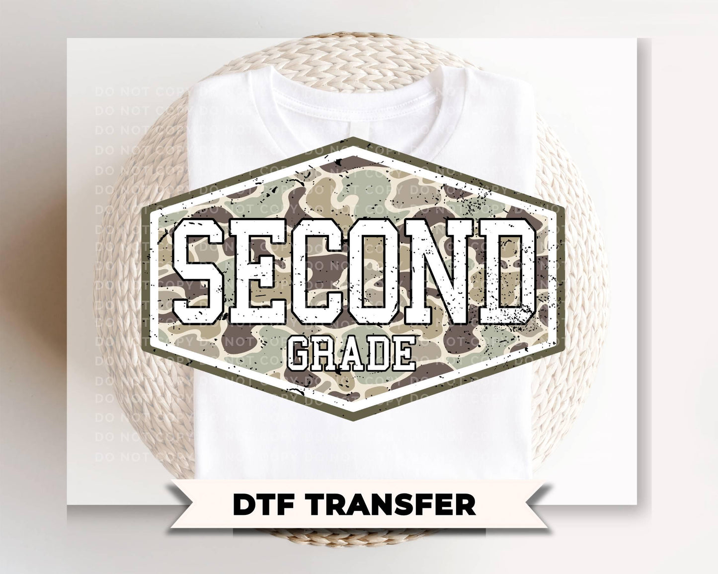 Camo Back To School Second Grade DTF Transfer, First Day Of School Tshirt Design