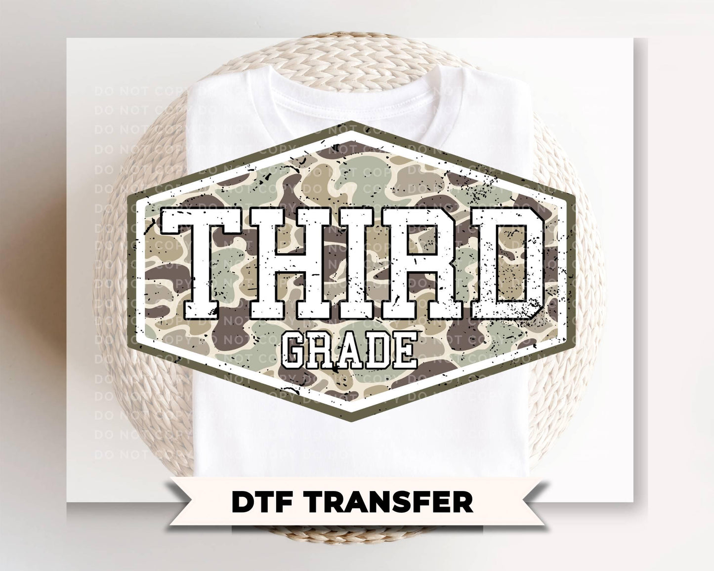 Camo Back To School Third Grade DTF Transfer, First Day Of School Tshirt Design