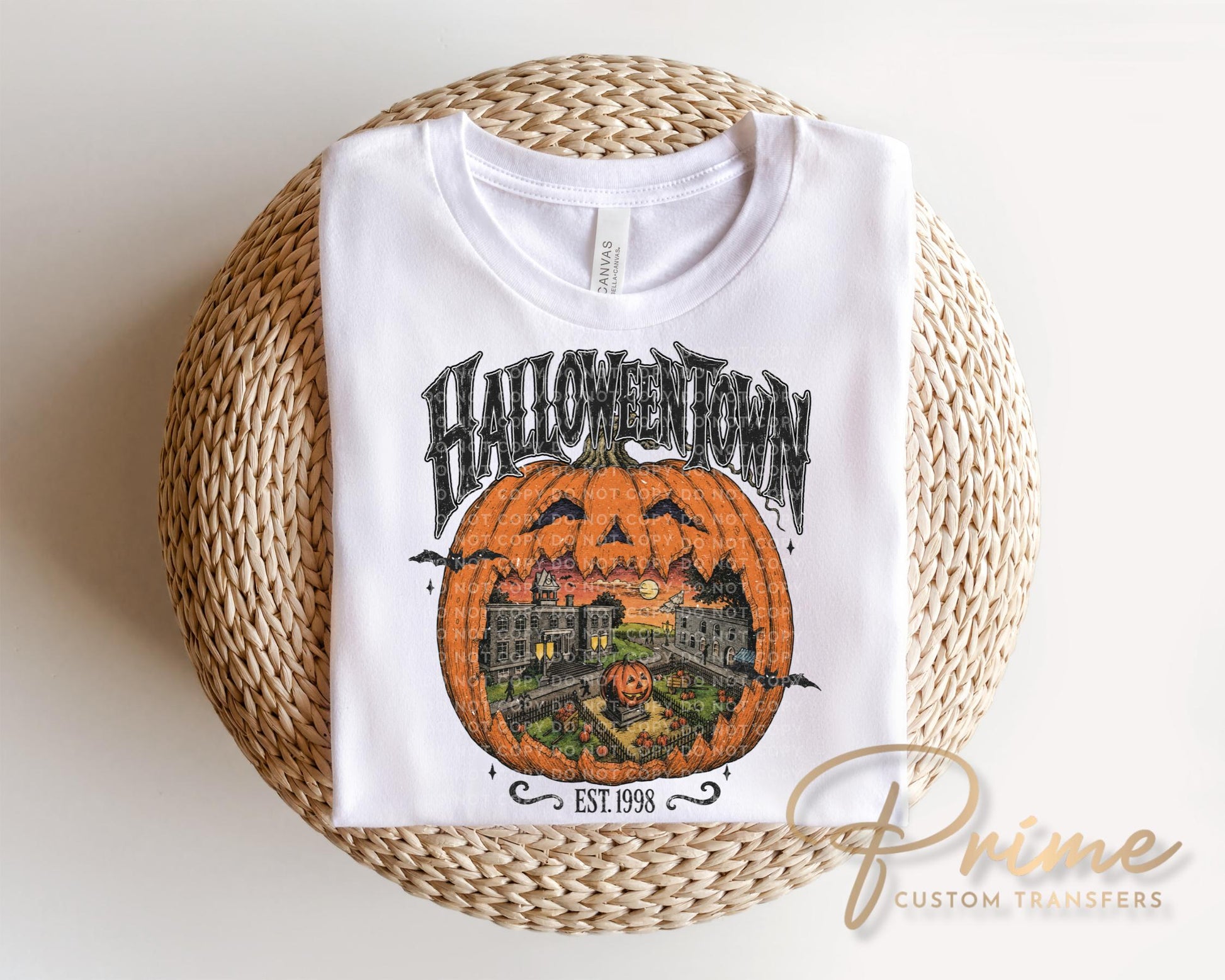 Halloween DTF Transfer, Ready to Press, T-shirt Transfers, Heat Transfer, Direct to Film, Fall, Retro, Vintage, HalloweenTown Est 1998