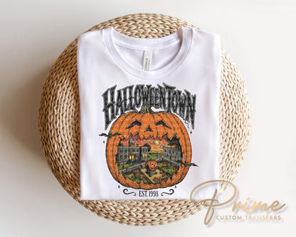 Halloween DTF Transfer, Ready to Press, T-shirt Transfers, Heat Transfer, Direct to Film, Fall, Retro, Vintage, HalloweenTown Est 1998