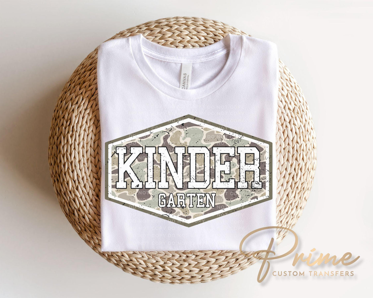 Camo Back To School Kindergarten DTF Transfer, First Day Of School Tshirt Design