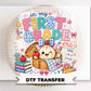 Back To School First Grade DTF Transfer, Ready to Press, Preppy Teacher, Dumpling, First Day of School Tshirt Design