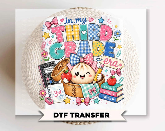 Back To School Third Grade DTF Transfer, Ready to Press, Preppy Teacher, Dumpling, First Day of School Tshirt Design