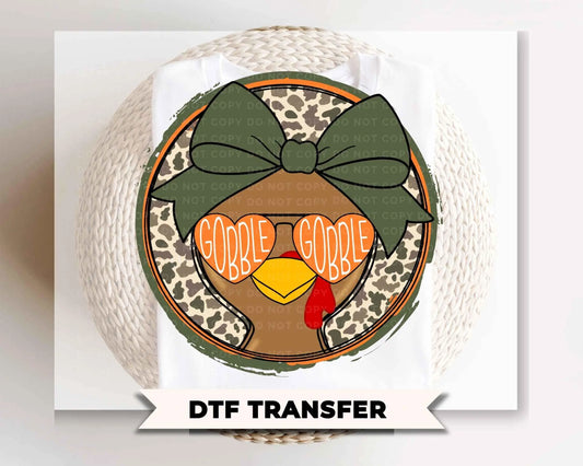 Gobble Gobble Girl Turkey DTF, Ready to Press, Thanksgiving Tshirt Design