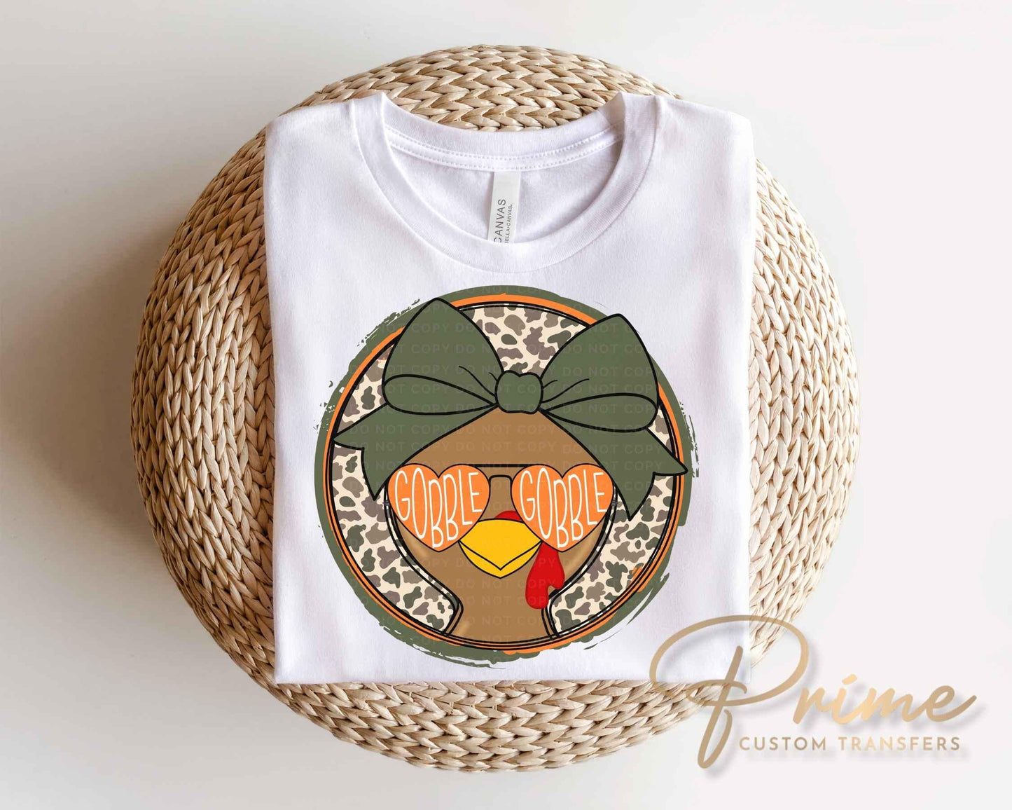 Gobble Gobble Girl Turkey DTF, Ready to Press, Thanksgiving Tshirt Design