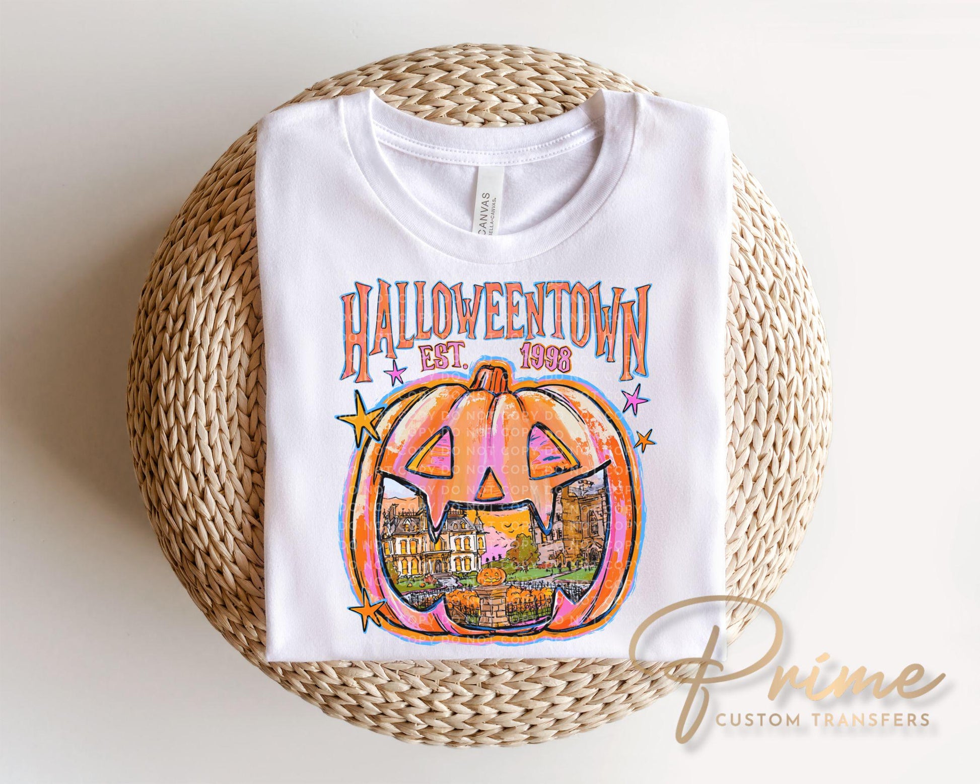 Halloween Pumpkin DTF Transfer, Ready to Press, Retro Spooky Season, Preppy Jack O Lantern Tshirt Design