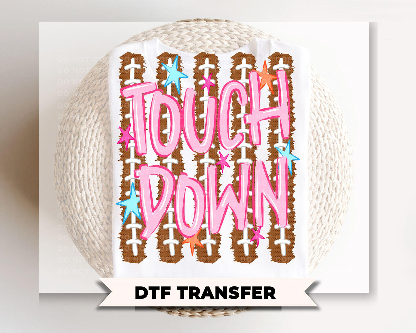 Football Touchdown DTF Transfer, Ready to Press, Striped Sports Mom Tshirt Design