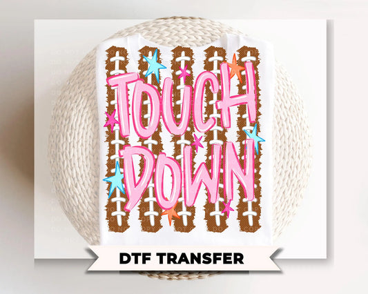 Football Touchdown DTF Transfer, Ready to Press, Striped Sports Mom Tshirt Design