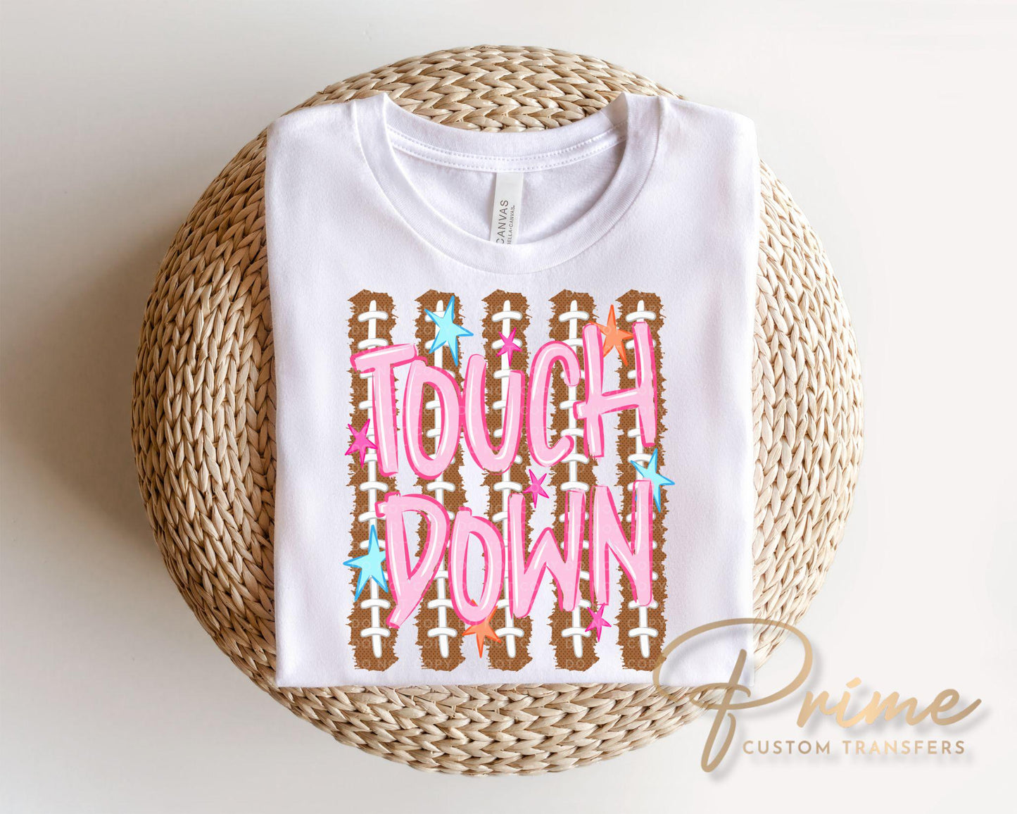 Football Touchdown DTF Transfer, Ready to Press, Striped Sports Mom Tshirt Design
