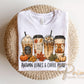 Autumn Leaves & Coffee Please DTF Transfers, Fall Coffee, Spooky Season, Pumpkin Ghost, Ready to Press