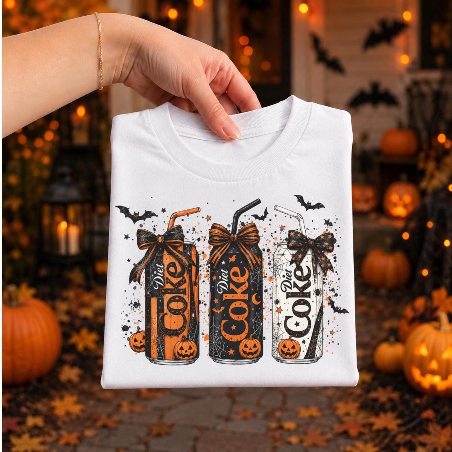 Coquette Halloween Diet Soda Cans DTF Transfer, Ready to Press, Fall Tshirt Design