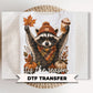 Retro Autumn Raccoon DTF Transfers, Ready to Press, Vintage Halloween Tshirt Design
