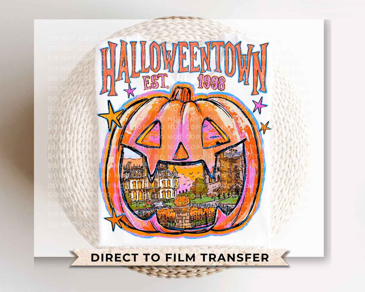 Halloween Pumpkin DTF Transfer, Ready to Press, Retro Spooky Season, Preppy Jack O Lantern Tshirt Design